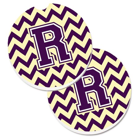 Carolines Treasures Letter R Chevron Purple and Gold  Cup Holder Car Coaster, PK2 CJ1058-RCARC